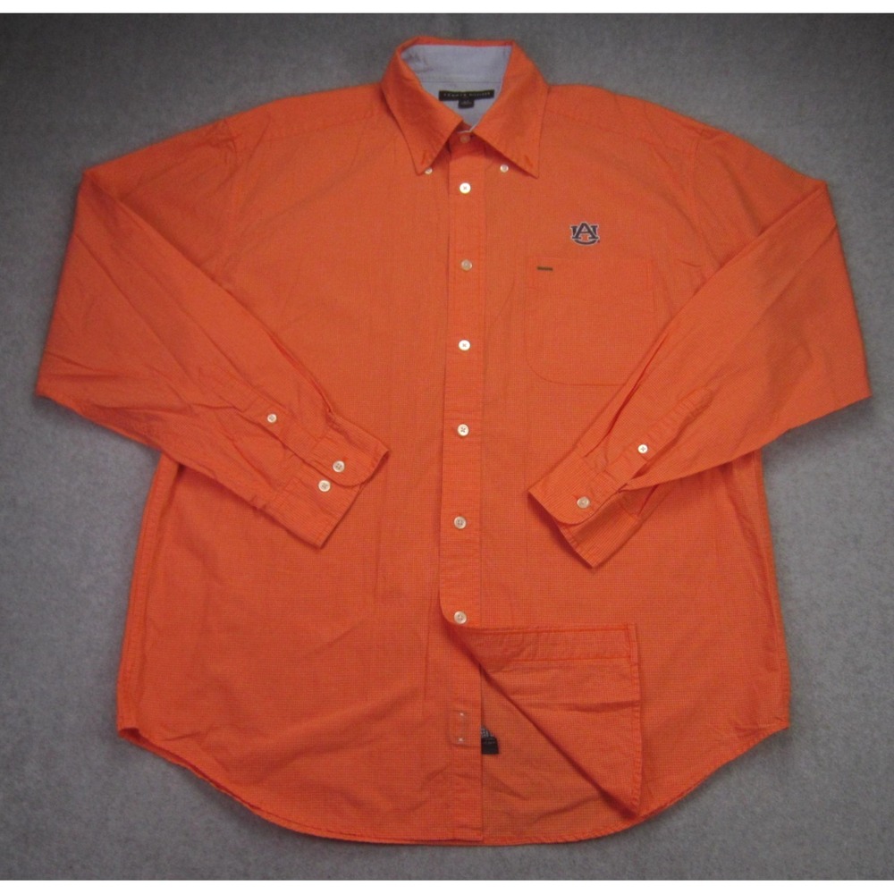 Auburn Tigers Mens L Shirt Orange Tommy Hilfiger Golf Button Down LS